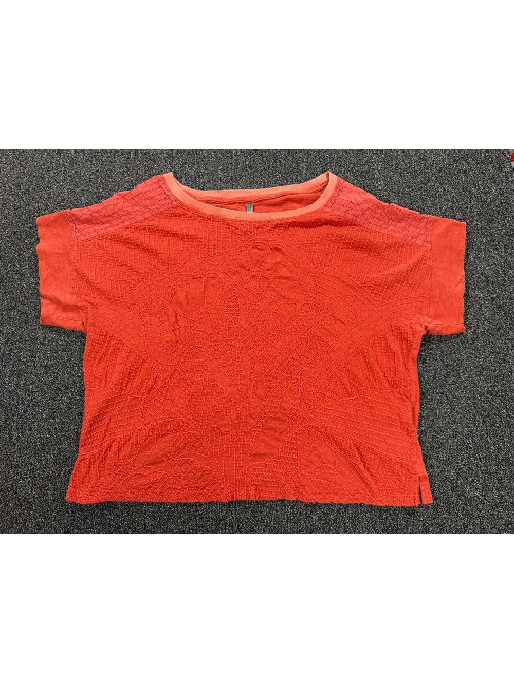 Anthropologie Embroidered Orange Cotton Blend Top Size L